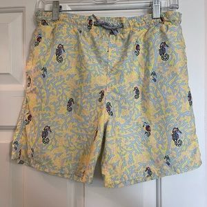 Michael’s, boys Swim Trunks, Size-Large, yellow and blue with seahorses